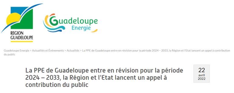 Extrait de page de garde de la PPE de Guadeloupe pour la période 2024-2033